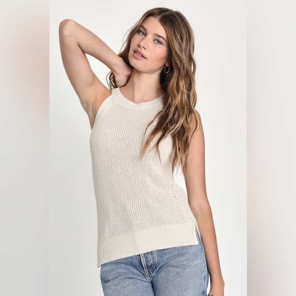 Lulu's Cream Knit Pointelle Tank Top - Picture 1 of 9